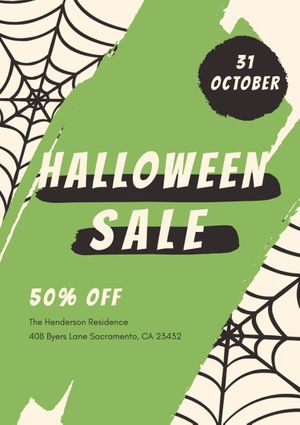 horror, spooky, fun, Green Halloween Sale Promotion Poster Template