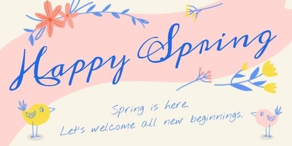 wishes, greeting, art, Happy Spring Twitter Post Template