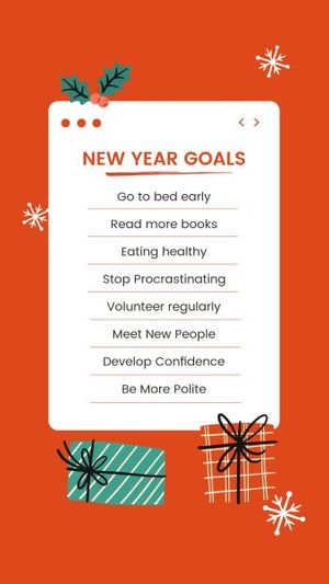 holiday, plan, 2022, Red Cute New Year Goals Instagram Story Template