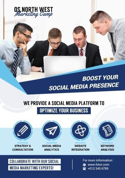 sns, operations, network, Social Media Marketing Business Training Poster Template