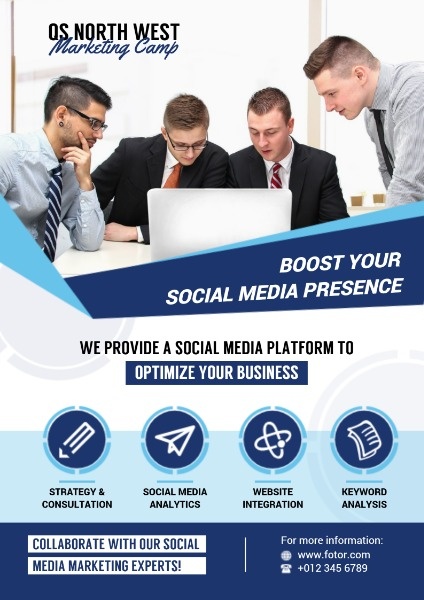 社交媒体营销业务培训 英文海报
