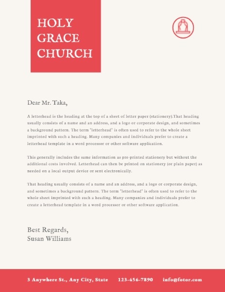 Yellow Official Church Letter Letterhead