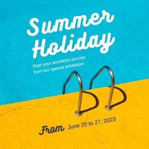 exhibition, poster, show, Blue And Yellow Summer Holiday Instagram Post Template