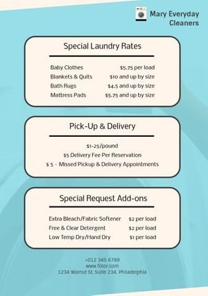 store, business, sale, Laundry Service Price List Flyer Template