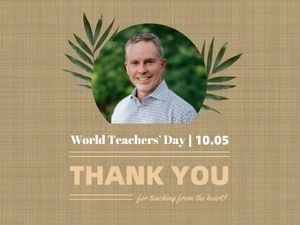 world teacher day, wishes, thanks, World Teacher's Day Thank You Card Template