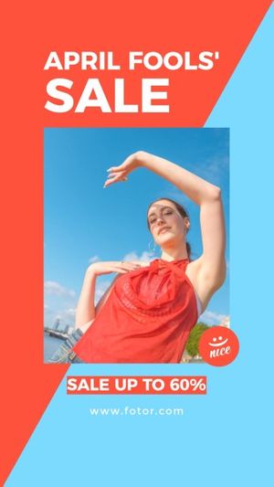 april fools' day, celebration, festival, Red And Blue Fashion April Fools' Sale Instagram Story Template