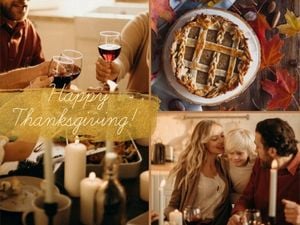 thankful, love, family, Yellow Happy Thanksgiving Photo Collage 4:3 Template