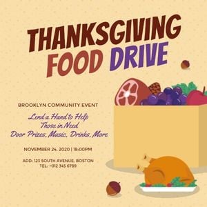 charity, festival, holiday, Thanksgiving Food Drive Instagram Post Template
