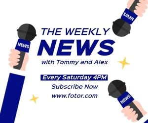 interview, podcast, media, The Weekly News Report Facebook Post Template