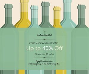 club, wine club, promotion, Cyber Monday Wine Special Sale Facebook Post Template