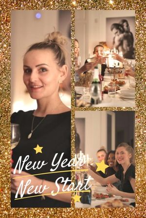 meal, collage, social media, Gold New Year Dinner Pinterest Post Template