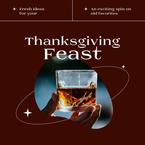 thank you, grateful, gratitude, Brown Drink Thanksgiving Drink Feast Instagram Post (Square) Template