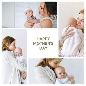 mothers day, mother day, greeting, White Clean Happy Mother's Day Photo Collage (Square) Template
