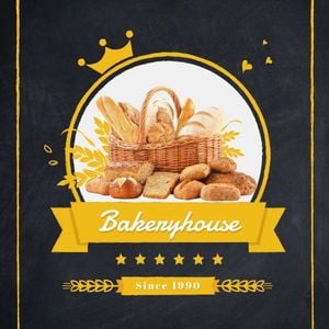 bakeryhouse, handcraftedbreads, food, Black And Golden Bread Sale Instagram Post Template