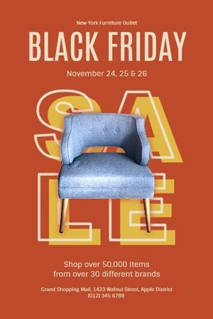 outlet, promotion, e-commerce, Orange Background Of Black Friday Furniture Super Sale Pinterest Post Template