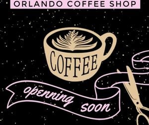 cup, coffee shop, cafe, Black Coffee House Grand Opening Facebook Post Template