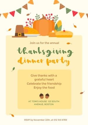 party, gathering, reunion, Thanksgiving Dinner Invitation Invitation Template