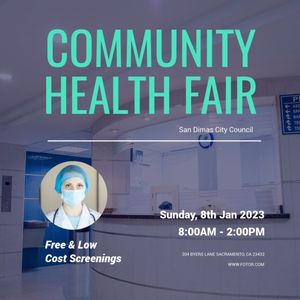 community health fair, flu, medical, Green Blue Annual Health Fair Instagram Post Template