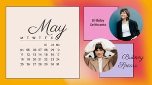 date, day, time, Gradient Orange May Calendar Template