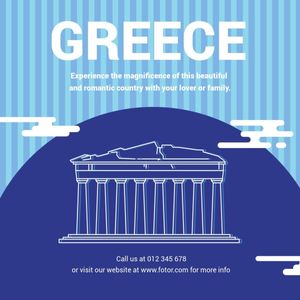 蓝色希腊古庙旅行 Instagram帖子