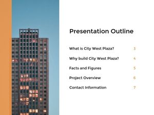 outline, city west plaza, facts, T.C.W.P. Ppt Presentation 4:3 Template