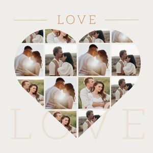love, romantic, rainbow, White Heart Shape Valentines Day Collage Photo Collage (Square) Template