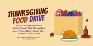 charity, organization, holiday, Thanksgiving Food Drive Twitter Post Template