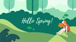season, nature, travel, Green Hello Spring Desktop Wallpaper Template
