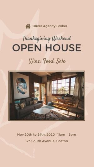 real estate, weekend, holiday, Thanksgiving Open House Business Instagram Story Template
