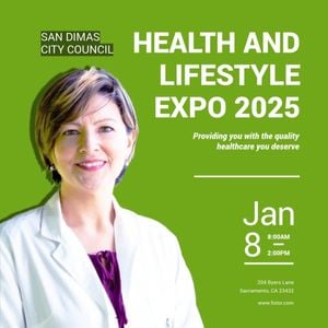 medical, doctor, healthcare, Green Health And Lifestyle Expo 2025 Instagram Post Template