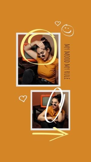 doodle, fashion, orange, Yellow Girl Photo Collage Mobile Wallpaper Template
