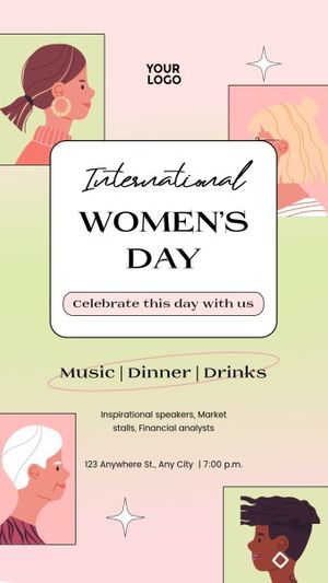 party, event, activity, Pink Illustrated International Womens Day Celebration Instagram Story Template