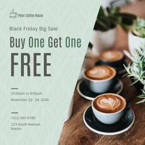 cafe, promotion, buy one get one free, Black Friday Coffee House Sales Instagram Post Template