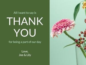 thanks, thx, plant, Green Floral Wedding Thank You Card Card Template