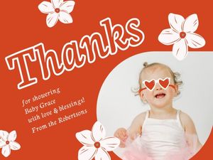 love, thanks, graffiti, Red Baby Shower Thank You Card Template