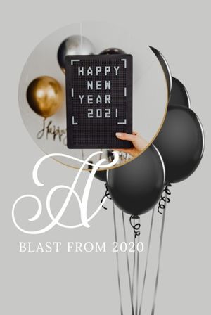 balloons, balck white, balck, White Black New Year Blast Pinterest Post Template