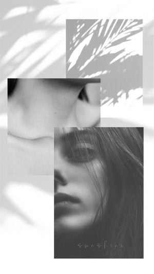 mood, girl, Gray Fashion Photo Collage Mobile Wallpaper Template