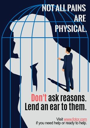 psychological, psychology, depression, Blue Illustration Mental Health Services Poster Template
