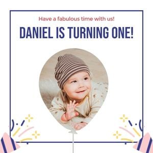 party, anniversary, happy, Baby 1st Birthday Card Instagram Post Template