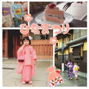 doll festival, tradition, daughter festival, Pink Japanese Girls Day Photo Collage (Square) Template