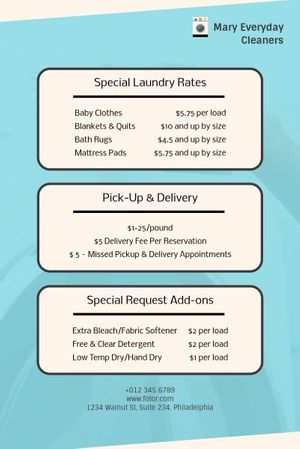 cleaning, store, business, Laundry Service Price List Pinterest Post Template