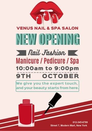 glowing, new store, opening, Nail Art Poster Template
