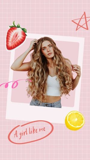 cute, fruit, life, Pink Background Of Selfie Photo Instagram Story Template