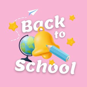 study, education, stationery, Pink 3d Illustration Cartoon Back To School Instagram Post Template