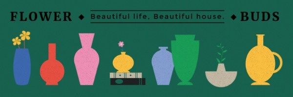 decoration, design, vases, Green Vase Store Banner Twitter Cover Template
