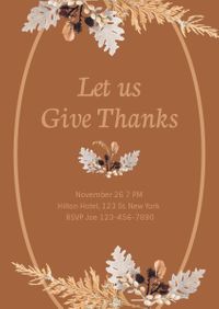 thanksgiving, thankful, love, Let's Give Thanks Invitation Template