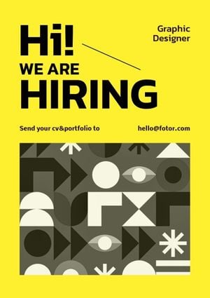 hire, job, work, Yellow Modern We Are Hiring Poster Template