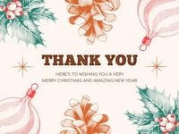 Floral Illustration Thank You Merry Christmas Card