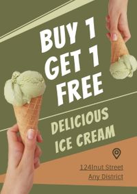 icecream, commodity, food, Green Ice Cream Buy One Get One Free Sale Flyer Template