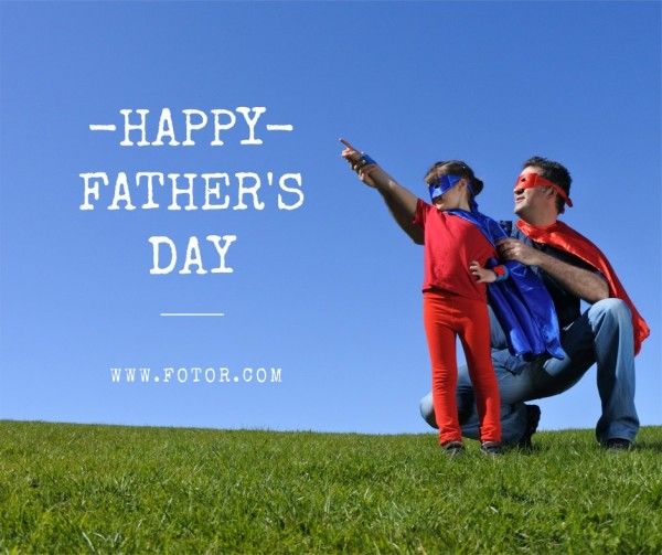 dad, kid, greeting, Green And Blue Happy Father's Day Facebook Post Template